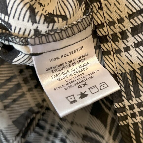 Sheer B&W Classic Plaid High Low Blouse - Picture 12 of 12